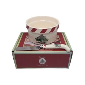 Spode Christmas Tree Peppermint Dip Set Complete In Box